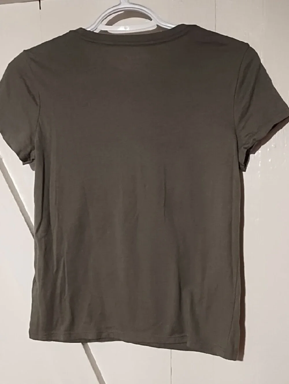 Old Navy Olive Green Short Sleeve Logo Tee with Metallic Accents Girls 14-16 EUC